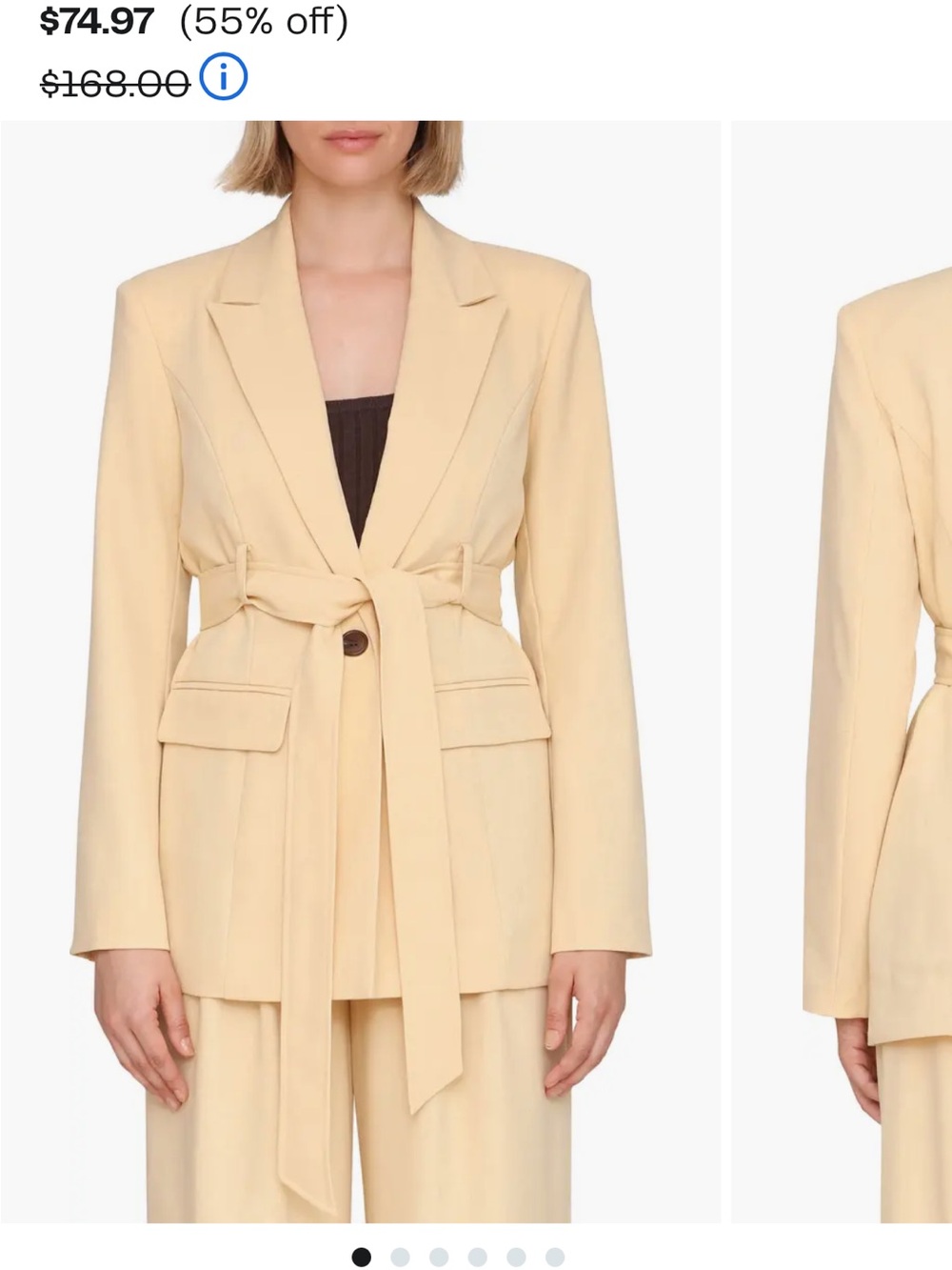 Avec Les Filles - Tailored Belted Women's Blazer Jacket - Cream